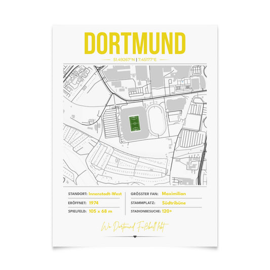 Personalisiertes Stadion-Wandbild – Dortmund Maps