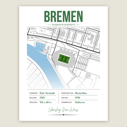 Personalisiertes Stadion-Wandbild – Bremen Maps
