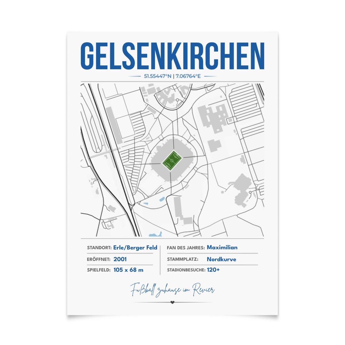Personalisiertes Stadion-Wandbild – Gelsenkirchen Maps