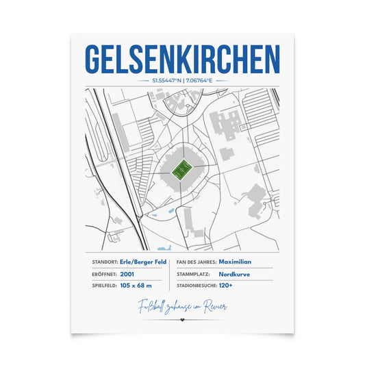 Personalisiertes Stadion-Wandbild – Gelsenkirchen Maps