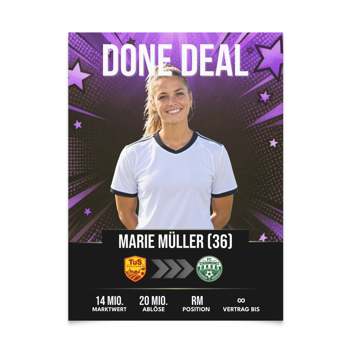 Personalisiertes Fußball-Transferposter – Stars Edition