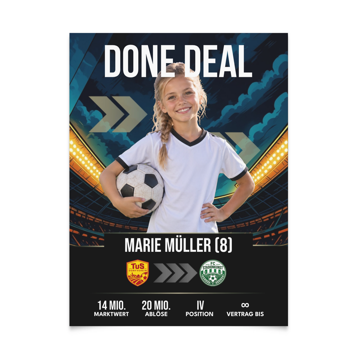 Personalisiertes Fußball-Transferposter – Comic Edition