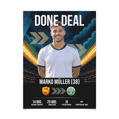 Personalisiertes Fußball-Transferposter – Comic Edition