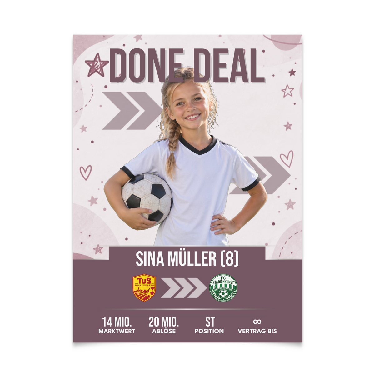 Personalisiertes Fußball-Transferposter – Weltall Edition