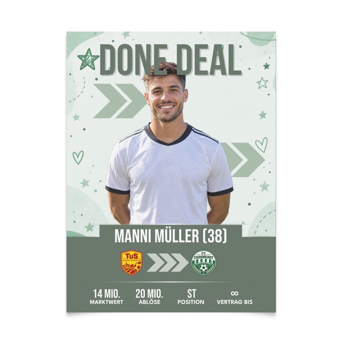 Personalisiertes Fußball-Transferposter – Weltall Edition