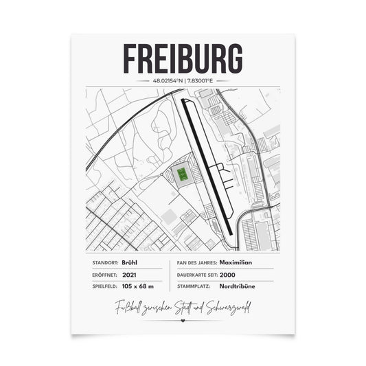 Personalisiertes Stadion-Wandbild – Freiburg Maps