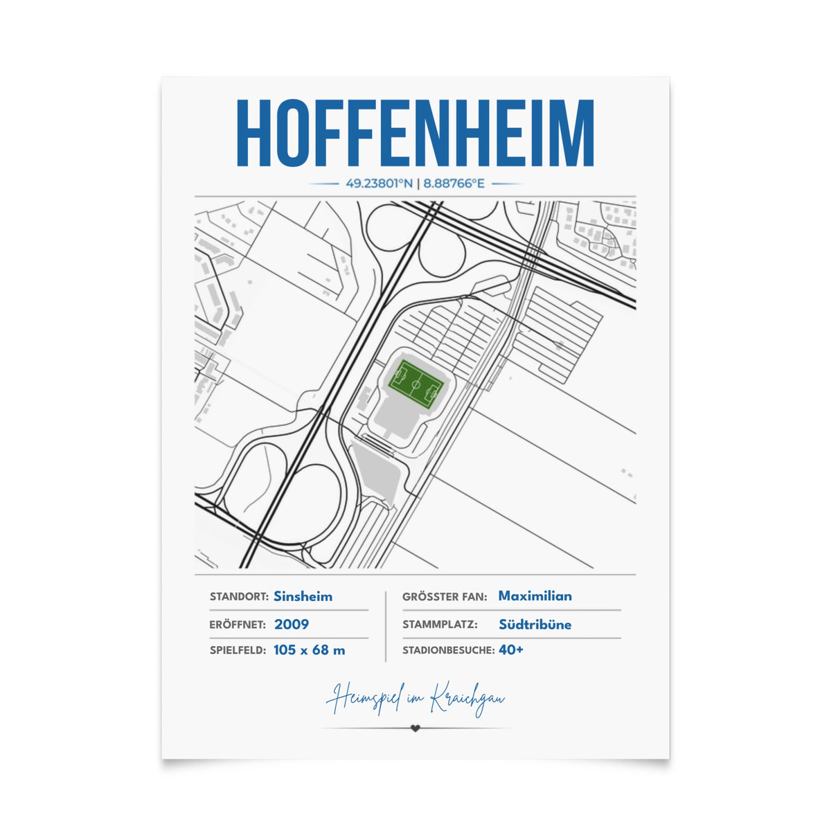 Personalisiertes Stadion-Wandbild – Hoffenheim Maps