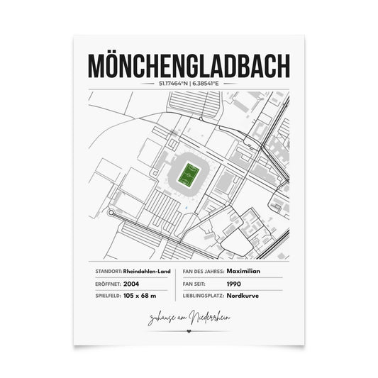 Personalisiertes Stadion-Wandbild – Mönchengladbach Maps