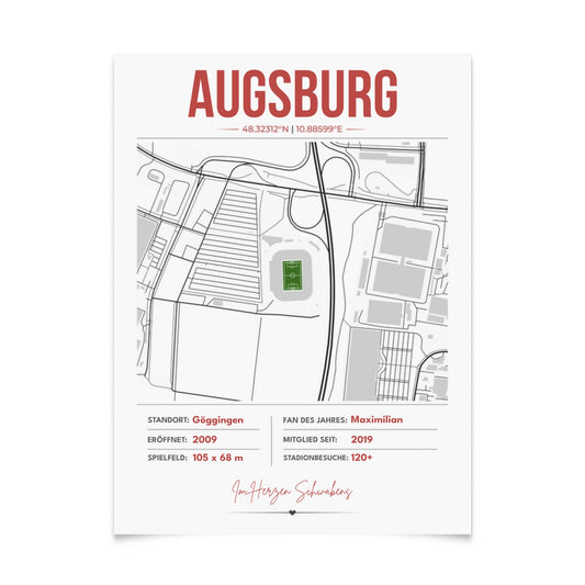 Personalisiertes Stadion-Wandbild – Augsburg Maps