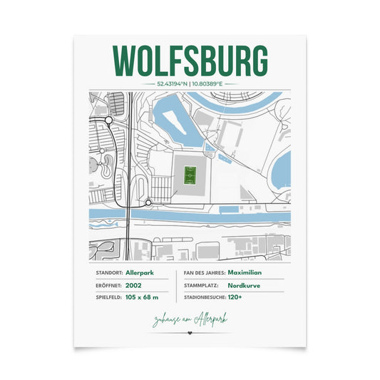 Personalisiertes Stadion-Wandbild – Wolfsburg Maps