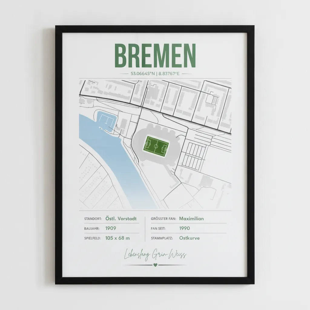 Personalisiertes Stadion-Wandbild – Bremen Maps