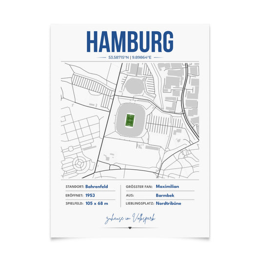 Personalisiertes Stadion-Wandbild – Hamburg Maps