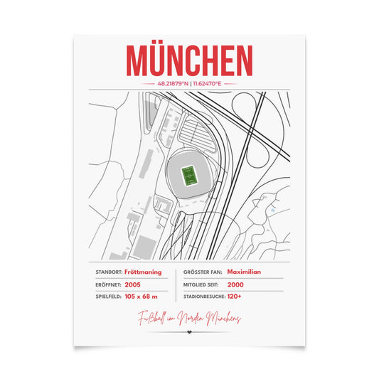 Personalisiertes Stadion-Wandbild – München Maps